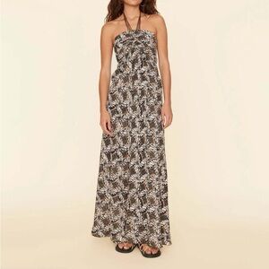 Xirena Maya Maxi Dress Size XL Floral Beach Boho Vacation Halter Neck Cotton